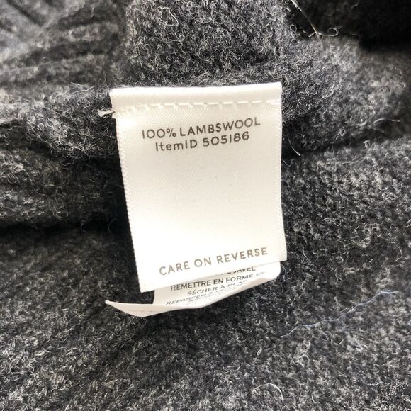 LL Bean Lambs Wool Sweater Mens Medium Cable Knit Chunky Fair Isle Gray - Picture 7 of 9